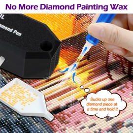 WJCJTJL Diamond Art Painting Pen Kit for Adults, Epainter Vacuum Diamond Art Painting Pen with Storage Tray, Accessories Tool for Setting AB Stones Without Wax, Quiet and Long-Lasting(Black)
