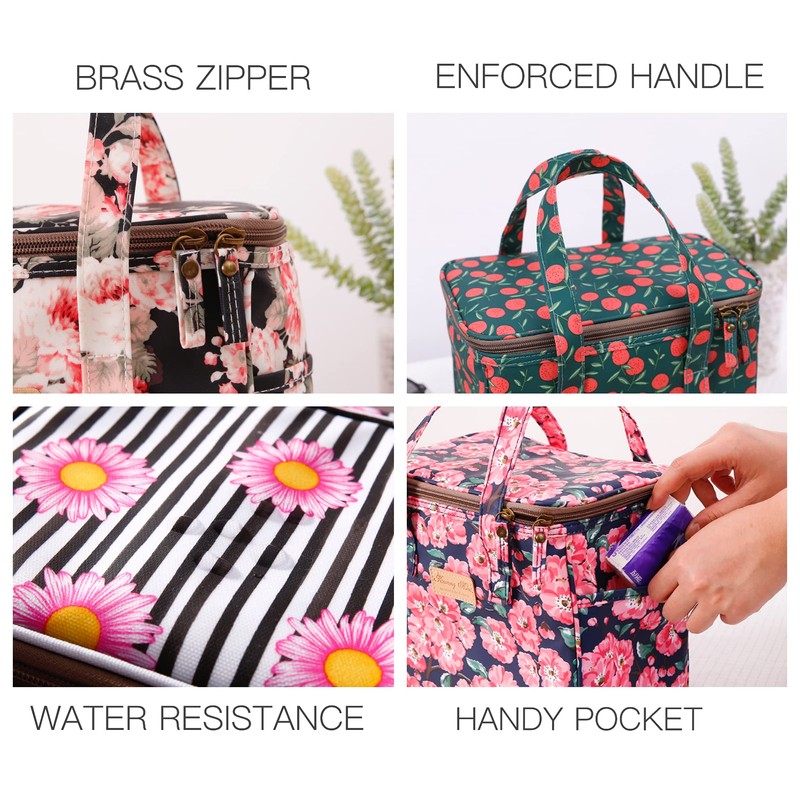 Kwang Min Floral Insulated Lunch Bag for Women,Reusable Lunch Box,Large