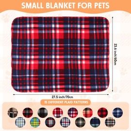 Chumia 15 Pcs Puppy Blanket Pet Blanket Soft Fleece Blankets for Pets 23.6 x 27.6 Inch Small Dog Blanket Washable Fleece Blanket for Small Pet Puppy Dogs Cat Rabbit Plaid Pattern Colorful
