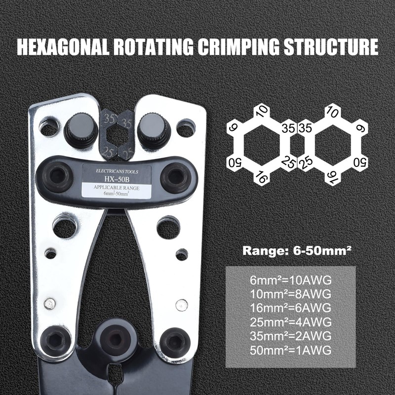 Battery Cable Lug Crimping Tool, heavy-duty wire crimper with Cable