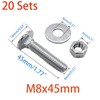 20 Sets Long Square-Neck Carriage Bolts Set,Carriage Bolts Set w/Nuts