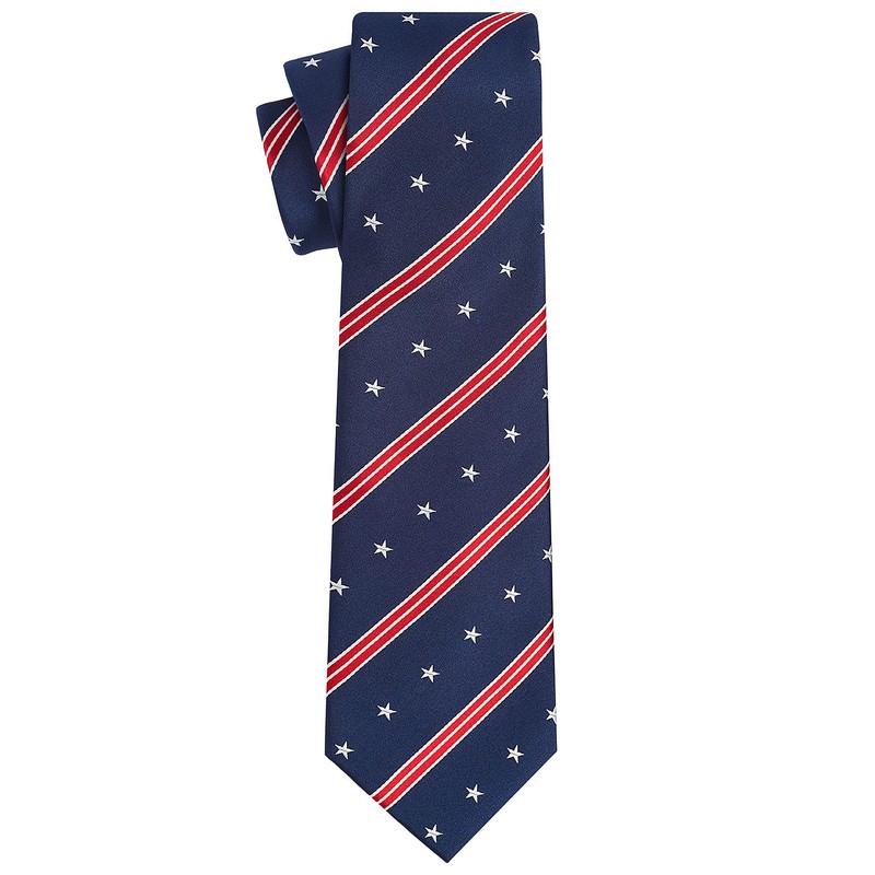 KissTies Mens US Flag 63'' Extra Long Silk Tie Blue