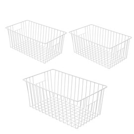 Y.Z.Bros 16inch Freezer Wire Storage Organizer Baskets, Household Refrigerator Bins with Built-in Handles for Cabinet, Pantry, Closet, Bedroom