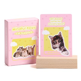 KAWAII KOI MINDFUL PAWS - Cat Support 52 Cat-themed Affirmation Cards Against Anxiety With Wooden Display Stand, For Stress Relief, Self-Care, And Mindfulness - Positive Thinking For All Ages