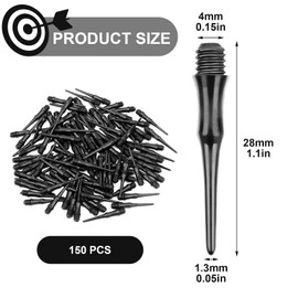 SCROLIEY 150 Pieces Plastic Darts for Electronic Dartboard Darts Plastic Dart Tip for Electronic Dartboard (Black)