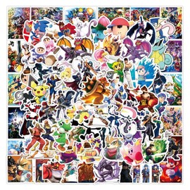 100pcs Super Smash Bro Stickers for Laptop, Cool Game Classic Cartoon Vinyl Decals for Teens Kids Boys Computer Skateboard Water Bottles Phone Scrapbook Car Luggage