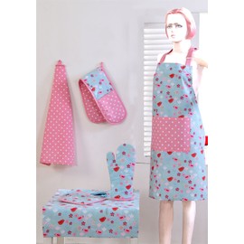 Homescapes 100% Pure Cotton Apron Washable Kitchen Apron with Pouch