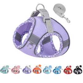 犬 ハーネス リードセット 負担が少ない 軽量 通気 犬用ハーネス小型犬 猫ハーネス首輪 胴輪 簡単着脱 抜けない 犬はーねす小型 3MTM反射素材付属 マジックテープ 超小型犬 中型犬 調節可能 ペット用品 引っ張り防止 着脱簡単 老犬 歩行補助 散歩用 夏用 人気 メッシュ おしゃれ チェック柄 (S, パープル)