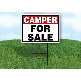 CAMPER FOR SALE RED BLACK 18 in x 24 in Yard Sign Road Sign with Stand, Double Sided