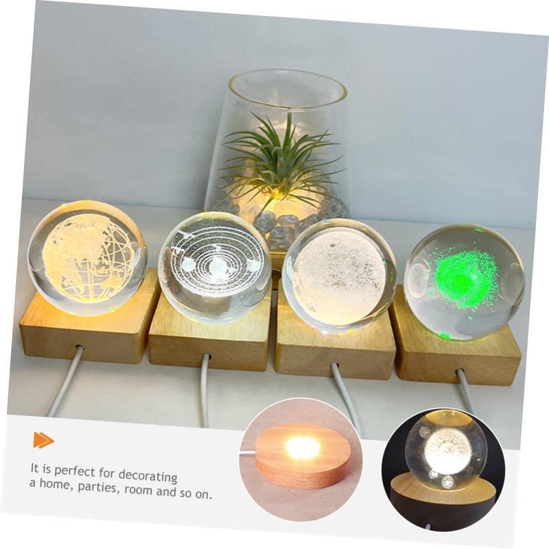 LED Wood Display Base USB Powered Cylinder Light Display Base