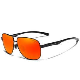 KINGSEVEN Brand Men's Sunglasses Polarized UV400 Al-Mg Ultra Light (Black Red)