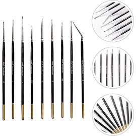 Juego de Brochas de 9 Piezas, Brochas de Primera Calidad para Detalles Finos, Brochas de Punta Súper Fina para Pintura Acrílica, Acuarela, Pintura al Oleo, Cara, Uñas, Modelado, Detalles y Más