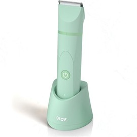 OLOV - Cortadora de pelo eléctrica para hombre, recortadora de ingle para mujer, afeitadora húmeda/seca, cabezales de cuchilla de cerámica reemplazables, base de recarga USB, maquinilla de afeitar
