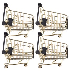 Alipis 4 Pack Metal Shopping Trolley Storage Baskets Miniature Toy Handcart Decorative Functional for Office Home