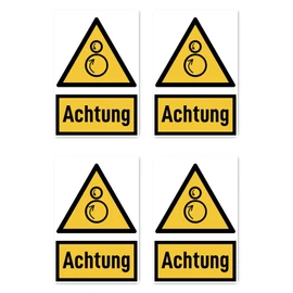 W025 W025 DIN EN ISO 7010 / ASR A1.3 Stickers: 150 x 100 mm, Pack of 4 – Warning Word Warning for Opposite Rolls – Warning Sign with Text (German) (Yellow/Black)