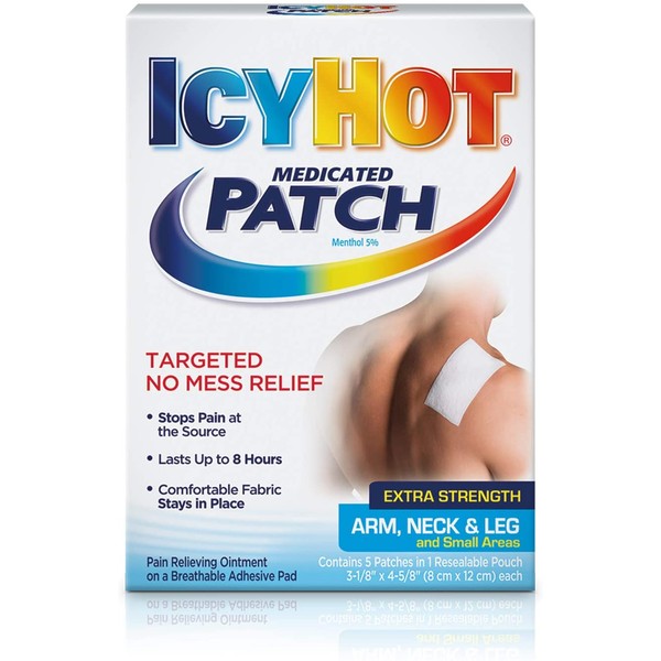 Icy Hot Medicated Patch Extra Strength Pain Relief Patch for Arm, Neck & Leg (5 Pain Patches)