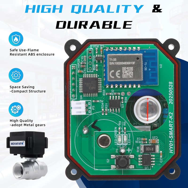 movafaFH 1/2" WiFi Motorized Ball Valve - Smart Water Timer