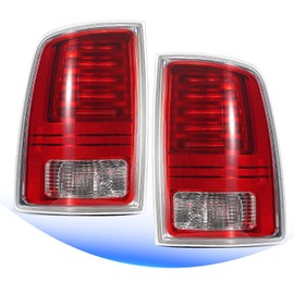 STRECOS Pair Led Tail Light Compatible with 2013-2018 Dodge RAM 1500 2500 3500 Limited Longhorn Laramie Pickup Chrome Housing Taillights Rear Brake Turn Signal Lamps Assembly Replacement (Clear Lens)