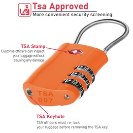NAGE Luggage Locks, 3-Digit Security Suitcase Padlocks, Luggage Locks for suitcases, Small Suitcase Padlocks Combination, TSA Approved Luggage Locks for Travel, Backpack, Bag (Orange, 2Pack