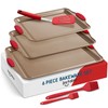 Baking Sheet Set, 3-Piece Cookie Sheet Set with Silicone Handles,