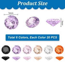 PH PandaHall - Piedra de circonita cúbica de grado A facetada con diamantes de imitación, gemas de circonita pequeña, cabujones, piedras sueltas, 5 mm, Circonita cúbica, circonita