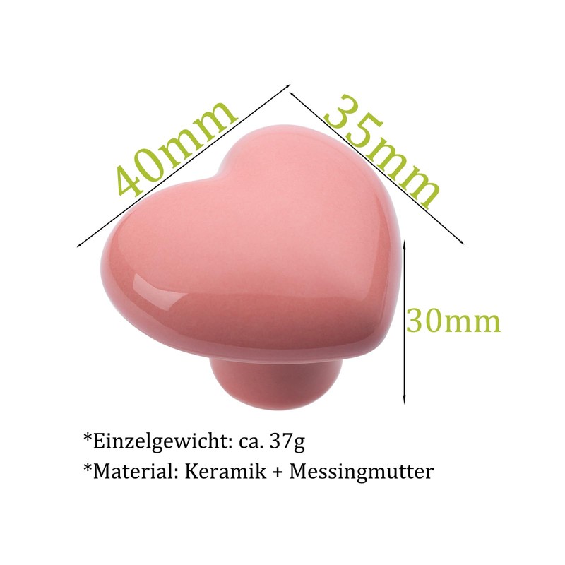 NAKUPENDA Pack of 6 Furniture Knobs Heart Shape Ceramic Cabinet