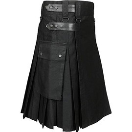 Scottish Designer Men 's Black Utility Kilt (Belly Button Measurements 50)