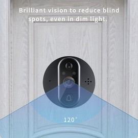 Cawhum WiFi Video Doorbell for Apartment,Peephole Camera with 4.3" LCD Display,1080P, 120° Wide Angle, Night Vision,Motion Detection,2-Way Audio,Digital Peephole veiwer,Smart Life App Compatible
