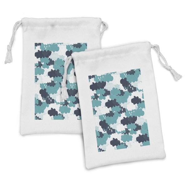 Lunarable Nature Fabric Pouch Set of 2, Interlace Flattened Cartoon