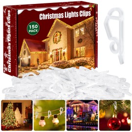 SelfTek 150 Pcs Christmas Light Clips Light Hooks, Gutter Clips Hooks for Hanging Outdoor Lights, Christmas Light Hanger Clips Weatherproof Holiday Lights Clips for Festival Decoration