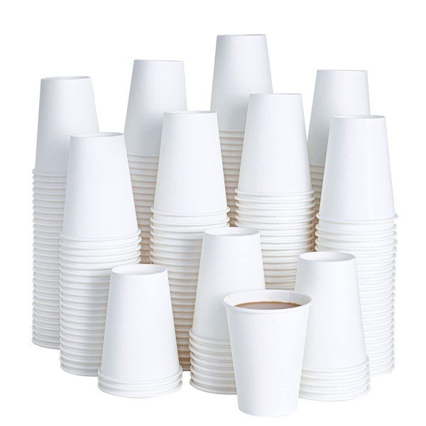 LITOPAK 240 Pack 12 oz Disposable Paper Coffee Cup, Drinking Cups for Water, Paper Coffee Cups, White Paper Hot Coffee Cups, Suitable for Party, Picnic, Travel, and Events.