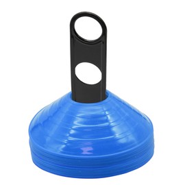 SPORTIKEL24 Marker Cones Set of 20 - Blue - Flexible Training Set with Carry Holder for Team Sports, School & Dog Training