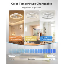 addlon Ceiling Fans with Lights and Remote, 20'' Low Profile Ceiling Fans, 3000-6000K Dimmable Modern Flush Mount LED Fan Light, Fandelier Ceiling Fan for Bedroom, Kitchen, Living Room, White