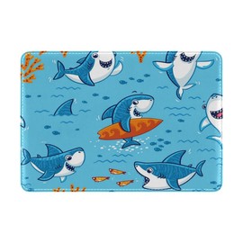ALAZA Cute Cartoon Shark PU Leather Passport Holder Cover Case Travel One Pocket