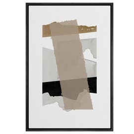 SIGNWIN Framed Canvas Print Wall Art Minimalist Layered Abstract Shapes Neutral Toned Illustrations Modern Art Minimal Multicolor for Living Room, Bedroom, Office - 24"x36" Black