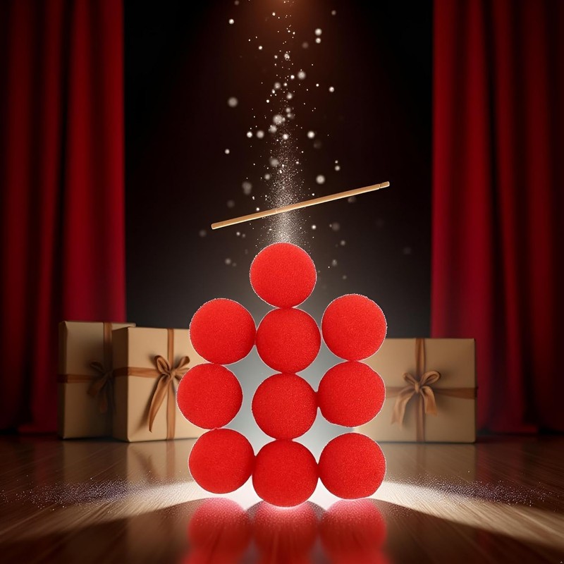 ROMI FLORIA 10Pcs Red Sponge Balls Soft Magic Tool Sponge