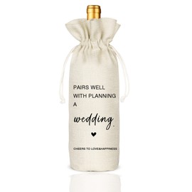 Wedding Gift Wine Bags, Engagement Wine Bag, Bridal Shower Gift, Wedding Planning Gift, Burlap Reusable Wine Bag - Pairs Well With Planning a Wedding