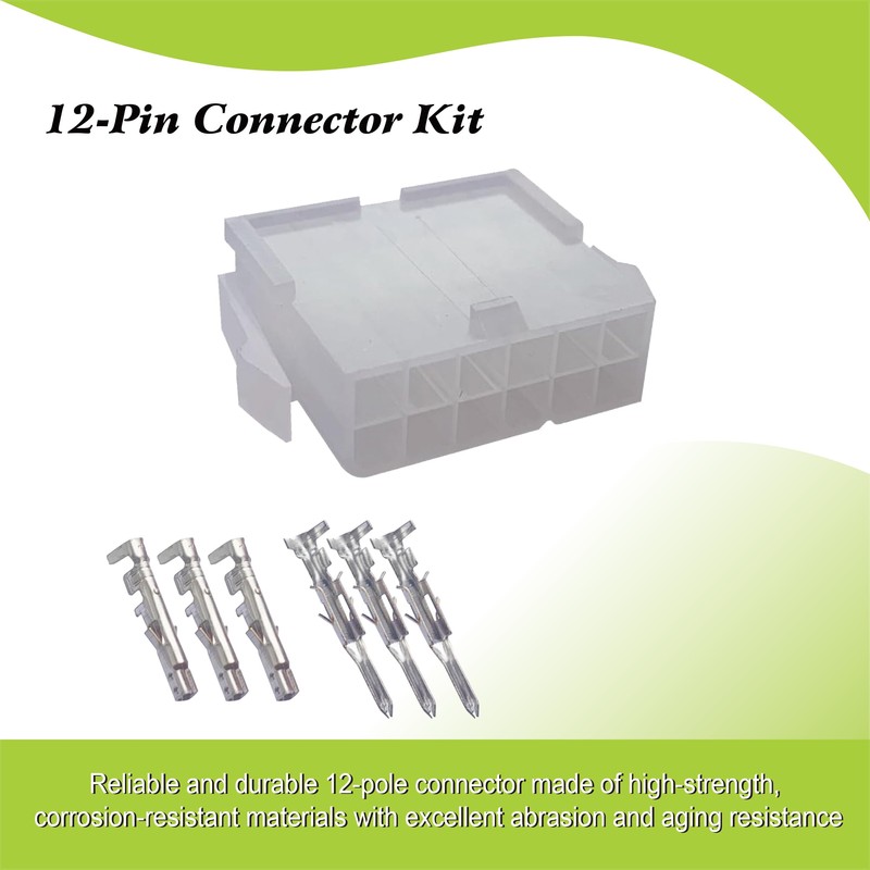 12-Pin Connector Kit, 12 Circuit Compatible Molex MLX Power Connectors,