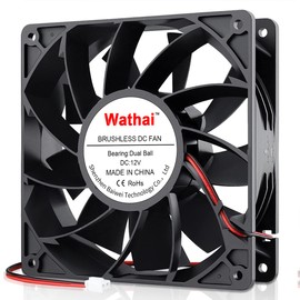 Wathai 140mm x 38mm Case Fan 12V Exhaust Fan Dual Ball High Airflow 220CFM 3000RPM DC High Static Pressure CFM Fan for DIY Project Ventilation Cooling