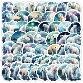 100 Packs Polar Bear Stickers Water Bottles Laptop Phone Motorcycle Computer Guitar Skateboard Hydroflasks Polar Bear Graphic Vinyl Sticker Waterproof Aesthetic Trendy Decals for Teens Girls Adults