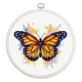 Luca-S Cross Stitch Kit with Hoop Included The Monarch Butterfly, BC102