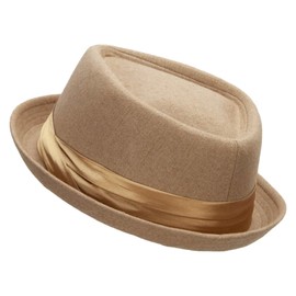 Big Size Wool Upbrim Pork Pie Fedora - Camel XL-2XL
