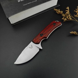 Straight BM 15002/15017 Wilderness Hunting Knife 9Cr13Mov Blade Wooden/G10 Handle Outdoor Knives Pocket EDC Tools-Customizablecolor: 15017-Brown, blade length: 3.23in, blade width: 0.984in, type: Fixed Blade Knife
