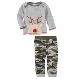 Mud Pie Baby Boys' Reindeer CAMO 2PC Set, Green, 0-3 Months