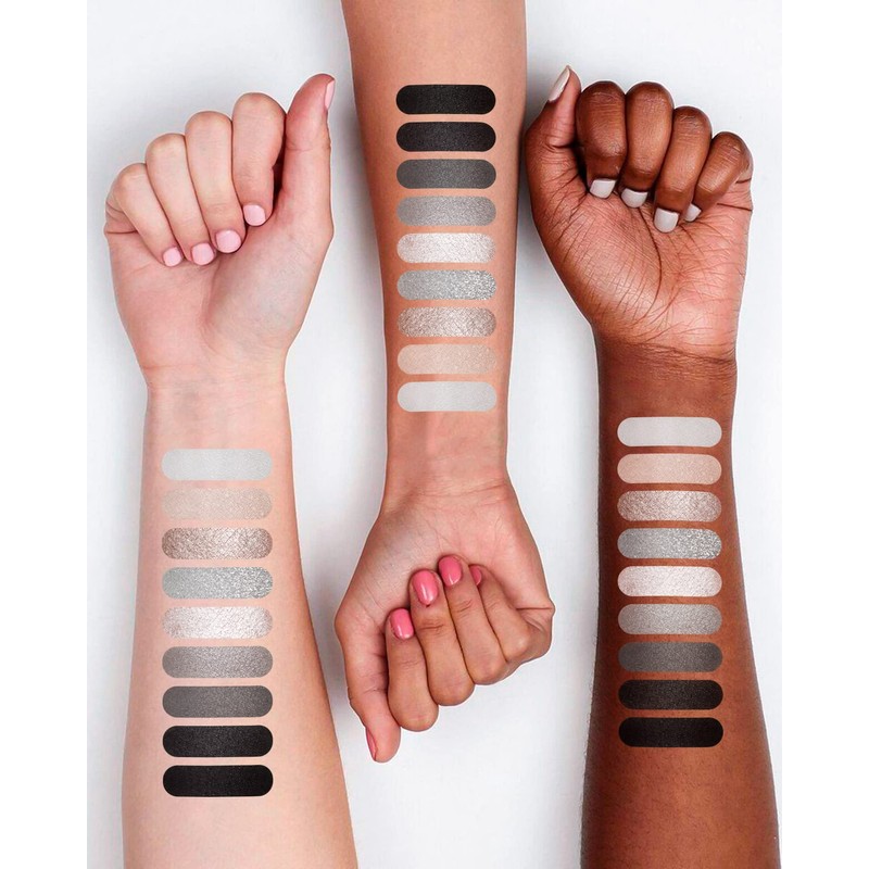 Black Grey Smokey Eyeshadow Palette Matte Black White Gray Silver