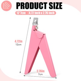 False Nail Clippers with Magnets Stainless Steel Nail Cutter for Acrylic Nail Nail Clippers with 15Pcs Small Magnets for Home Salon Nail Art（Baby Pink）