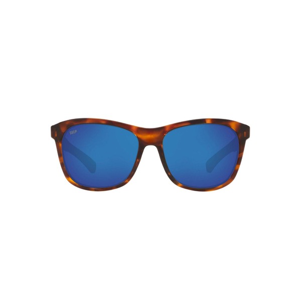 Costa Del Mar Men's Vela Polarized Rectangular Sunglasses, Shiny Tortoise/Grey Blue Mirrored Polarized-580P, 56 mm