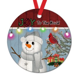 Snowman Joy to The World Christmas Tree Decoration Ornament Vintage Christmas Light Red Bird Christmas Stocking Filling Gift to Child 3in New Year Tree Decoration Ornament