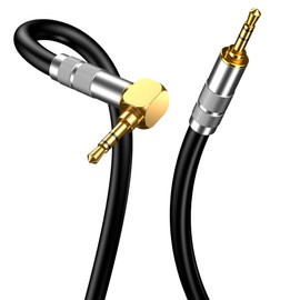 Veimeitk 3.5mm AUX Cord 3ft, Stereo Audio Cable 90 Degree 3.5mm Male to Male Stereo Aux Gold-Plated Pure Copper Shell Right Angle Aux Cable Clear Sound