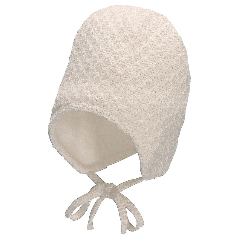 Sterntaler Girls GOTS Knitted Hat Tie Straps Hat, ecru